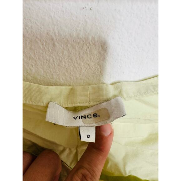 VINCE Green Cotton Square Neckline Three-Quarter Sleeves Draped Top Size 12 - Picture 7 of 13